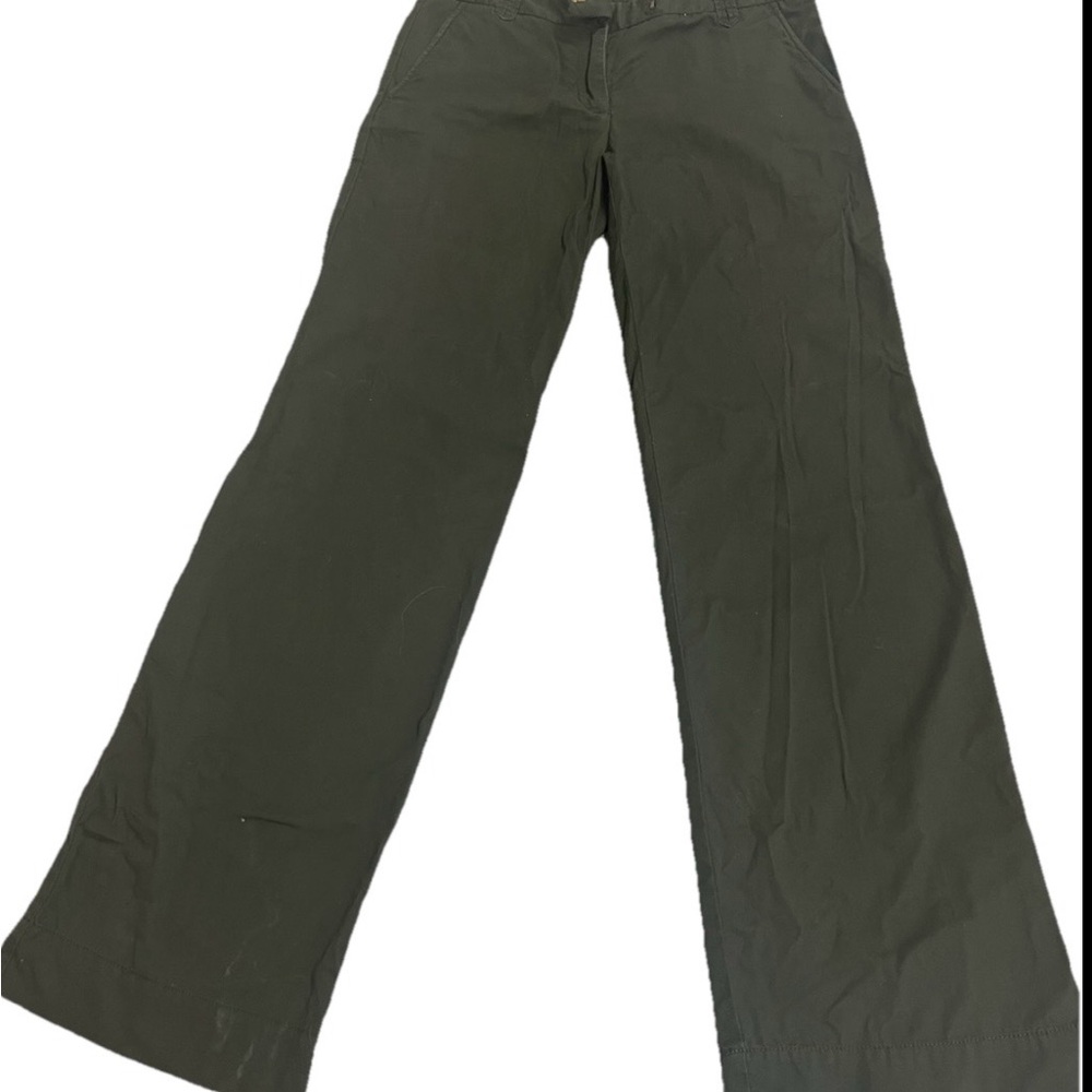 J.Crew Chino Pants Womens 2R Olive Green Weathered Classic Twill Flat Front